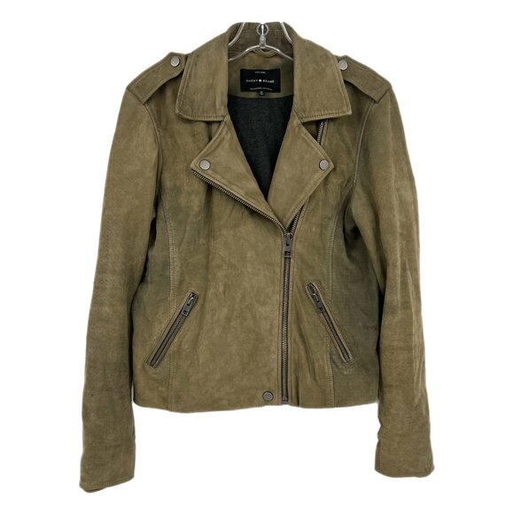 Lucky Brand Green Zip Leather Jacket | Size M - Picture 1 of 12